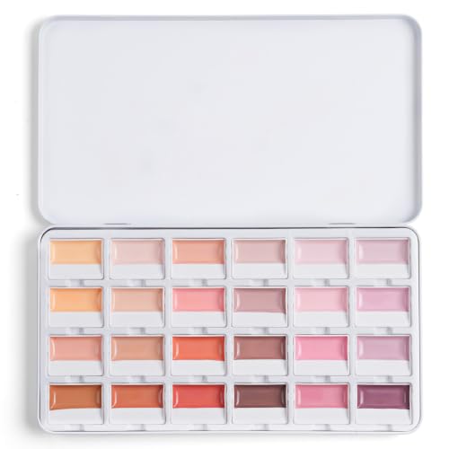 Fuumuui CREAMORA Watercolor Paint Set 24 Color Opaque Semi-Solid Warm Terracotta...