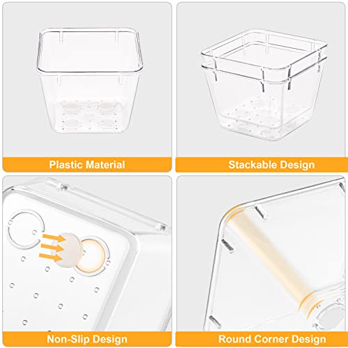 Image of SMARTAKE 28 Piece Drawer Organizers with Non-Slip Silicone Pads, 4-Size Desk Drawer Organizer Trays Storage Tray for Makeup, Jewelries, Utensils in Bedroom Dresser, Office and Kitchen, Clear