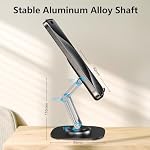 Support de Téléphone Ajustable CreaDream pour Bureau, Support de Téléphone Portable Pliable Rotatif à 360°, Support de Téléphone en Aluminium avec Base Métallique, pour 16 15 14 13 Pro Tous les Téléphones de 4.7 à 8 pouces