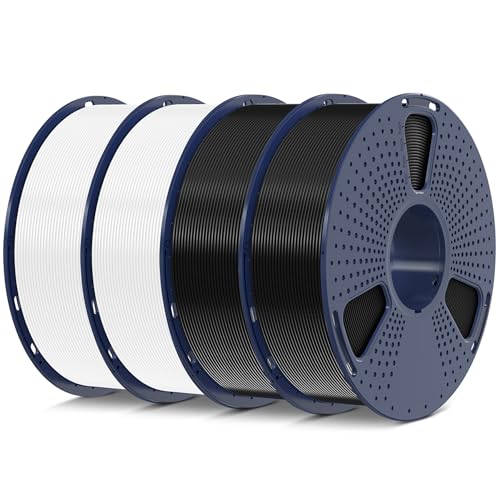 Image of SUNLU 4kg PLA 3D Printer Filament Bundle, Neatly Wound Filament 1.75mm ±0.02mm, Individually Vacuum Packed, 4kg in Total, 1kg per Spool, 4 Pack, 4000g, Black+Black+White+White