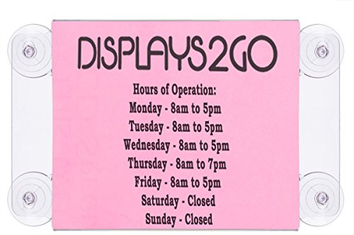 8.5 x 11 Window Sign, Horizontal, Suction Cup Mount (Clear Acrylic) - Set of 12