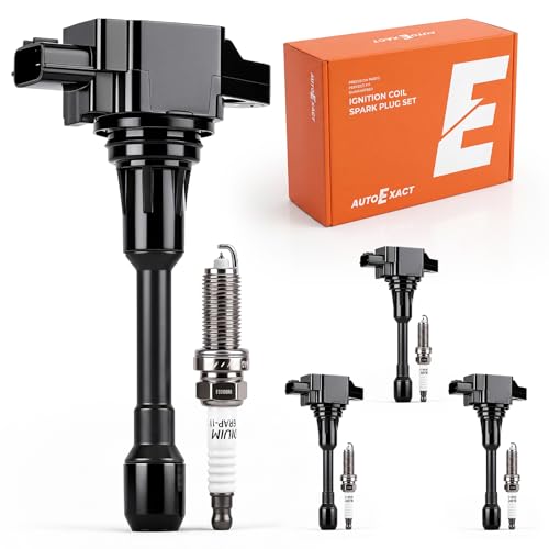 Ignition Coil Pack & Iridium Spark Plugs Kit Set of 4 for Nissan 2013-2019 Sentra 2007-2018 Altima 2008-2013 Rogue Versa Cube NV200 1.6L-2.5L L4 Engine Replace UF549 91187 | Autoexact