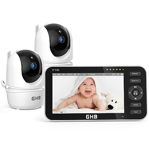 GHB Babyphone mit 2 Kameras 5 Zoll 720P HD IPS-Display Babyphone Kamera...