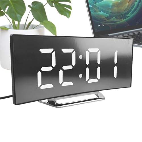 Tisujune Digitale Uhr - LED-Wecker Mit Display - Leicht Ablesbare Gebogene Anzeige Für Bad Wohnzimmer Jugendliche Senioren
