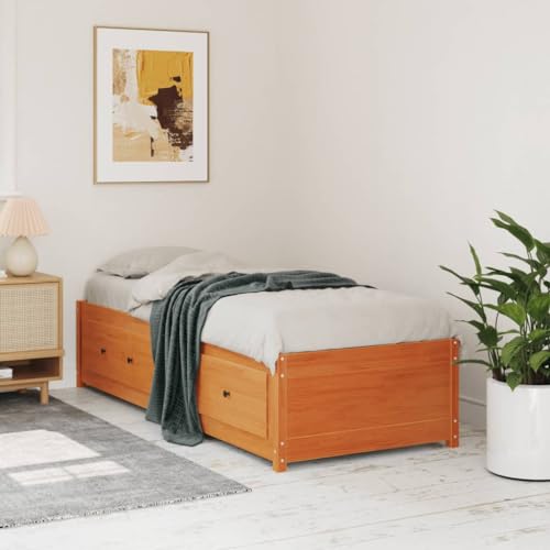 Genérico Diván sin colchón marrón Cera 75x190 cm Madera Maciza de Pino,Camas y Accesorios,Camas y somieres-844480