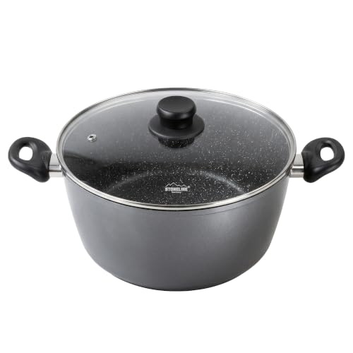 STONELINE XXXL Aluguss Kochtopf 32 cm, Großer Topf mit Deckel 10,6 L, Antihaft beschichtet mit echten Steinpartikeln… – Ansicht 1