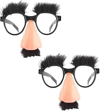 2Pcs Funny Costume Glasses with Big Nose, Eyebrows, Mustache, Halloween Party Photo Props, Eyebrows And Mustache Fancy Dress, Silly Funny Photo Props, Halloween Eyeglasses Novelty