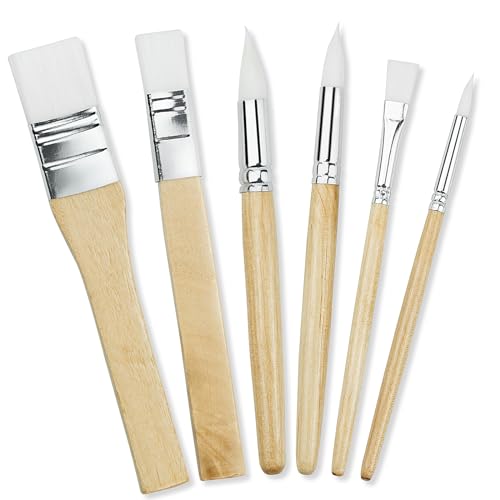Lot de 6 Pinceaux en Bois Nylon pour Peinture Acrylique, à l'Huile, Aquarelle, Gouache et Bricolage - Pinceaux Artiste