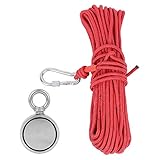 Kit de imán de pesca de 441LBS / 200KG, anillo único de imán de rescate de doble cara D75 N35 con cuerda de rescate de 20M / 65.6f