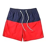 Badehose Karo Color Hosenshorts Herrentasche lässige Bademode für Männer Splice Beach Drawstring Hosen Badehose Jungen Dinosaurier (Navy, XXXL)