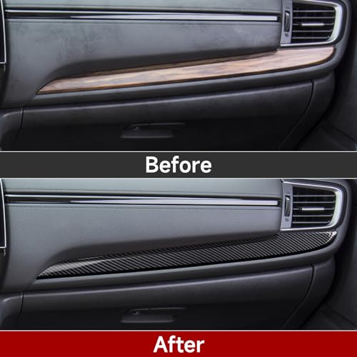 Image of Car Dashboard Decor Strips Decals for Honda CR-V 2017 2018 2019 2020 2021 2022 Accessories CRV ABS Carbon Fiber Interior Stickers