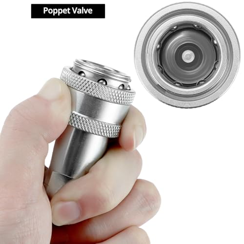 Image of QWORK Hydraulic Quick Connect Couplers, Set of 2, 3 /8 inch NPT Thread and 3 /8 inch ISO Body, 4,000 PSI, 12.15 GPM Maximum Flow, Hardened Steel with Dust Caps