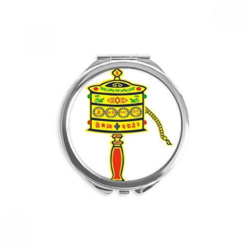 Miroir de poche bouddhisme religieux haut de gamme rond avec mantra sanscrit