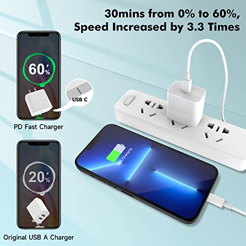 Real Iphone Fast Charger 20W Pd Usb C Wall Fast Charger Adapter With [Mfi Certified] Type C To Lightning Cable 6Ft For Iphone 14 13 12 11/Pro/Pro Max/Xr/Xs/X/Ipad-White #TOP1