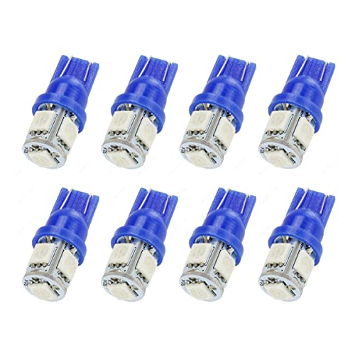 SAWE - 168 194 2825 T10 W5W 5050 5-SMD LED License Plate Dome Map Lights Bulbs (4 pieces) (Ice Blue)