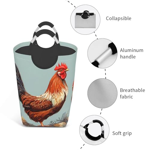 Panier à linge pliable autonome à motif poule pour la salle de bain - 4
