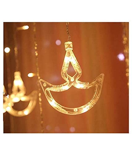 Image of Home Harmony's 12 Diya 138 LED Curtain String Lights with 8 Flashing Modes for Mandir Home Diwali Indoor Outdoor Birthday Parties Wedding Decoration (Diya)
