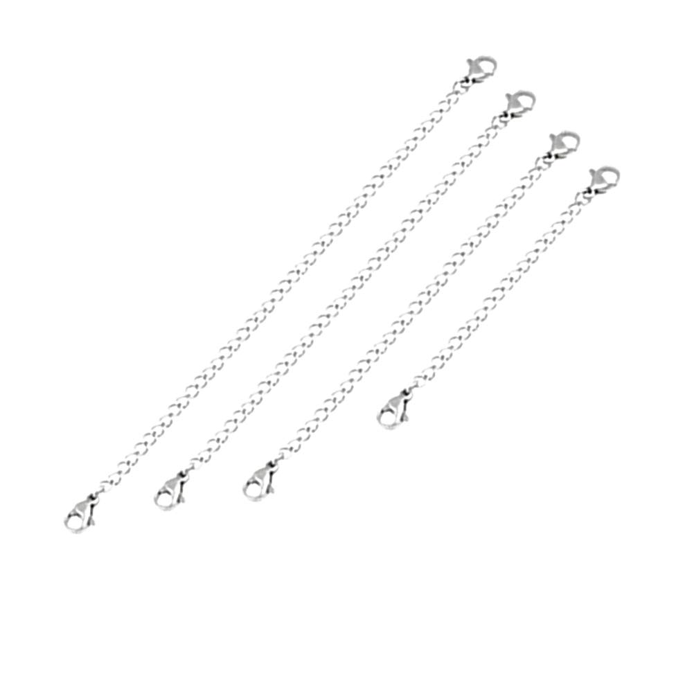 Healifty Edelstahl Verlängerungskette mit Karabinerverschluss Kettenverlängerung Damen Edelstahl Halsketten Extender Kette für Armband DIY Schmuckherstellung 4 Stück
