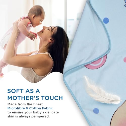 Image of Mee Mee Hooded Baby Bath Towel for New Born | Wash Cloth, Quick Absorbent, Can be Used for Baby Swaddling, Extra Soft Cotton Towels for Kids /Toddlers /Infants /Babies, Pack of 1, (Blue Animals) 80X80 CM