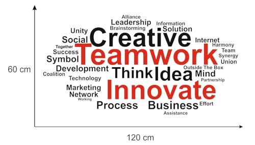 Image of Creative Teamwork Think Idea Innovate Office - Inspirational - Motivational - Quotes - Wall Sticker for Kids Room, Living Room, School, Library (Size - 60CM X 120CM)
