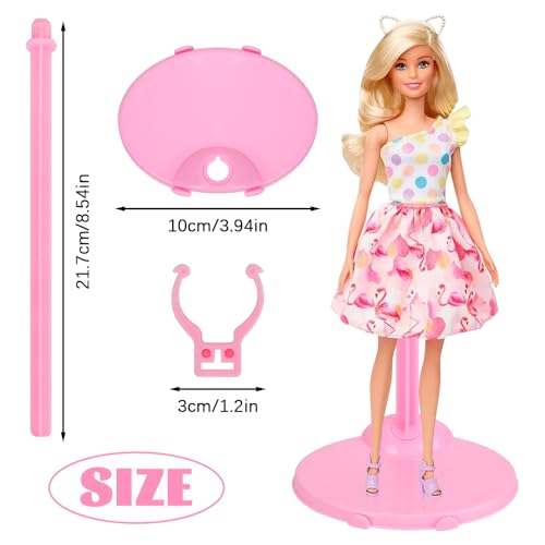 Image of Doll Stands, Doll Stands Display Holder with Adjustable Waist Clip, Pink Support Stand for 11 to 13 Inch Dolls Action Figure Stand Dolls Accessories (10pc)
