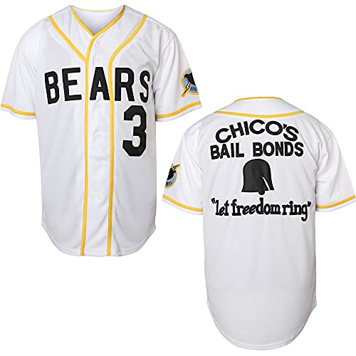 3 Kelly Leak Jersey Bad News Bears 12 Tanner Boyle 1976 Chico's Bail Bonds Men Movie Baseball Jersey White S-3XL (White, X-Large)