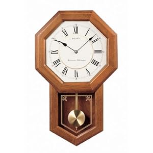 Seiko light oak traditional schoolhouse wall clock with chime pendulum  urban country home decor