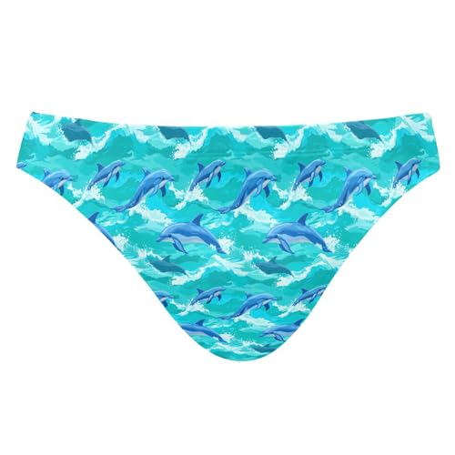 Dolphins Wave Swim Briefs for Men Swimsuit Bikini Swimwear S B0403807