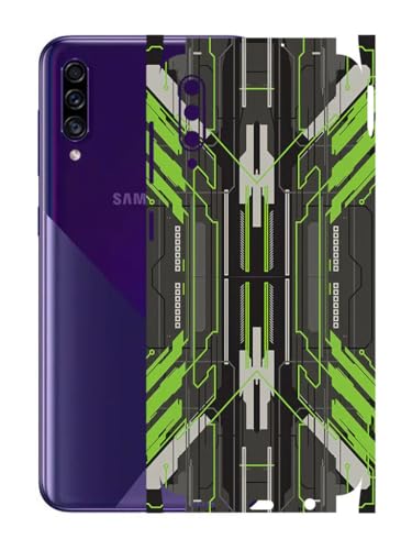 Image of AtOdds - Samsung Galaxy A30s Mobile Back Skin Sticker - Lamination - Rear Screen Guard Protector Film Wrap (Coverage - Back+Camera+Sides) (Design - Cyber Green)