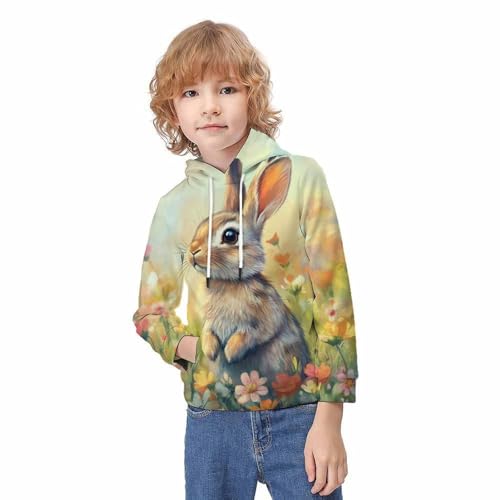 Sweat à capuche 3D lapin et fleurs une idée cadeau idéale ado