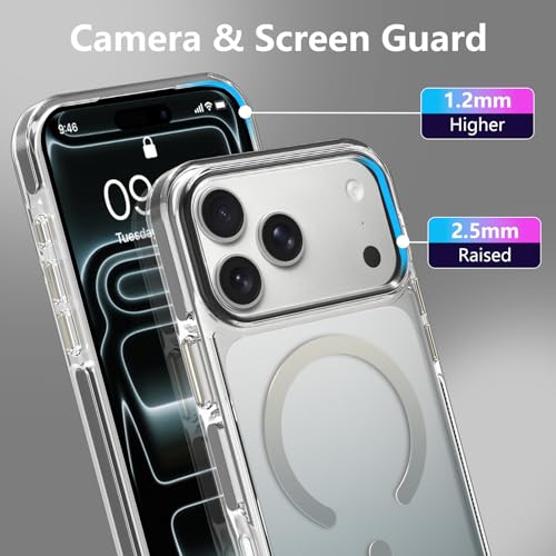 Image of Magnetic Case for iPhone 17 Pro [Compatible with Magsafe] [Anti-Yellowing] [1 Screen Protector] Slim Clear Iridescent Case for iPhone 17 Pro 6.3 inch 2025, Black
