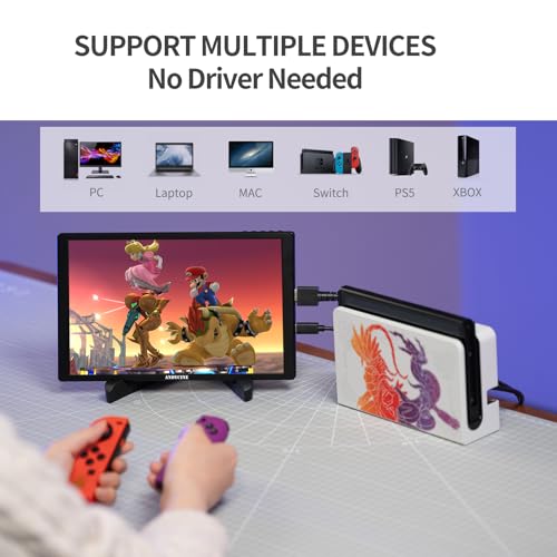 Image of ANDYCINE N10 Portable Monitor, 10.1 Inch Mini Touch 1920x1200 IPS Screen, HDMI USB C in, 350nits 60Hz 1000:1 Contrast Display with Bracket & Speakers for Laptop,PC,PS4 /5,Switch,Mac,Xbox