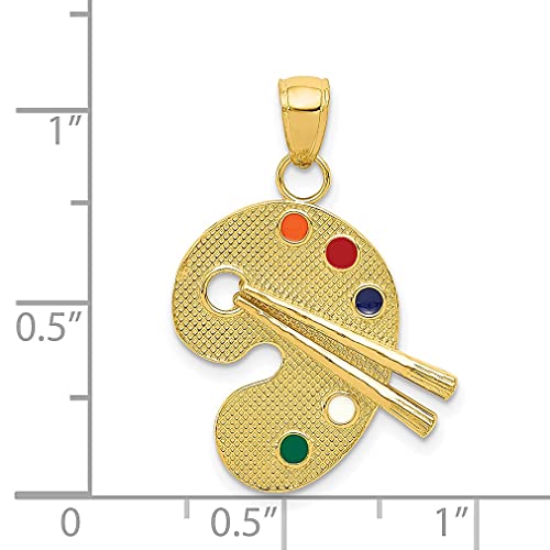 14K Yellow Gold Enameled Artist Palette Pendant Charm Necklace Art Theater Dance Fine Jewelry For Women Gifts For Her #TOP24