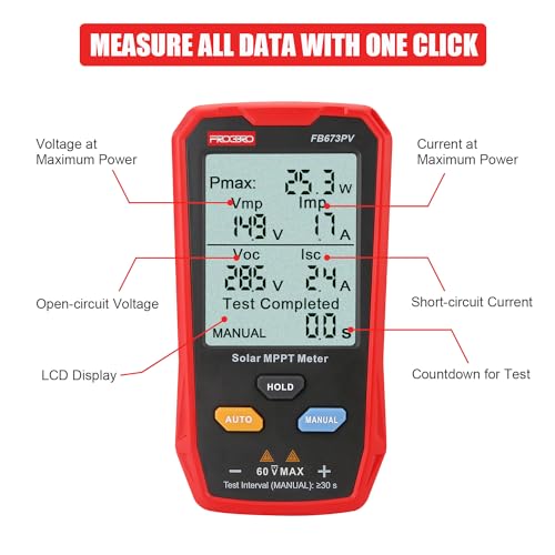 Image of 800W MPPT Solar Panel Tester Large LCD Photovoltaic Multimeter | Upgraded 800W solar tester with large ultra-clear LCD, smart MPPT function to precisely measure PV open circuit voltage.