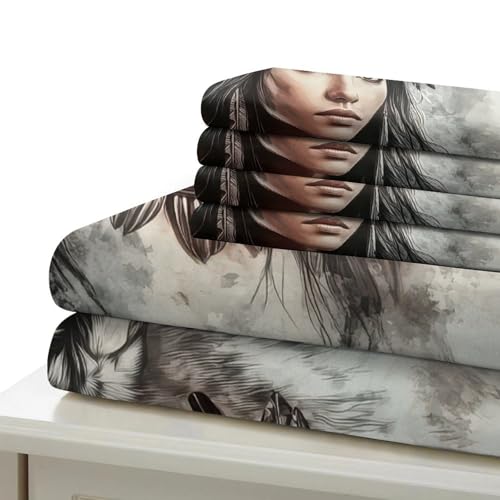 Housse de Couette Loup 140x200 Parure de Lit Confort