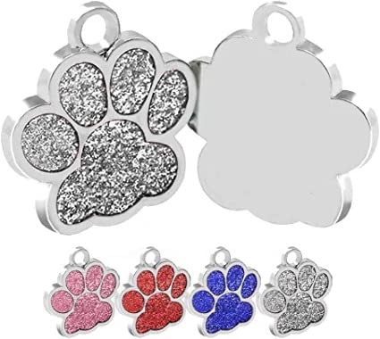 RvPaws Pet ID Tags - 1 Piece 25mm Glitter Paw Design Charm Alloy Personalized Dog/Cat Neck Charm for DIY Necklace Making | Best Gift for Your Pets (Silver) (B0BR3GL7YK) Amazon Price History, Amazon Price Tracker