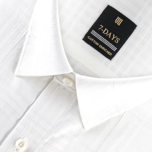 Image of 7-DAYS Men's Premium Formal Shirts - Regular Fit, Full Sleeve, 100% Pure Cotton, Self-Design, with Pocket - Stylish Office Shirts for Men