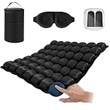 nowcamp Portable Inflatable Seat Cushion, Airplane Travel Cushion Kit with Storage Pouch, Eye Mask & Earplugs, Fits Airplane Seat/Car/Office/Chairs (49 Air Cells)