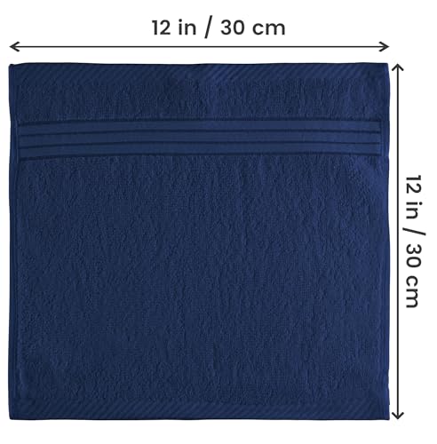 Utopia Towels 12 Pack Premium Wash Cloths Set, 12 by 12 Inches, 100% Cotton Ring Spun, Highly Absorbent and Soft Feel Washcloths for Bathroom, Spa, Gym, and Face, Navy