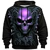 Generisch Men's Pullover Hoodie Print Casual Streetwear Sweatshirt Soft Comfortable Long Sleeve Warm Fleece Stylish Gothic Design, Light purple, XXL #1