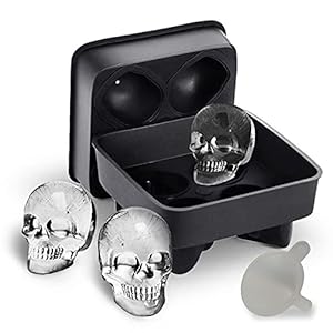 3D schedel ijsblokjesbak, siliconen ijsblokjesvormen gemakkelijk los te maken, zwarte ijsblokjeslade met deksel voor…
