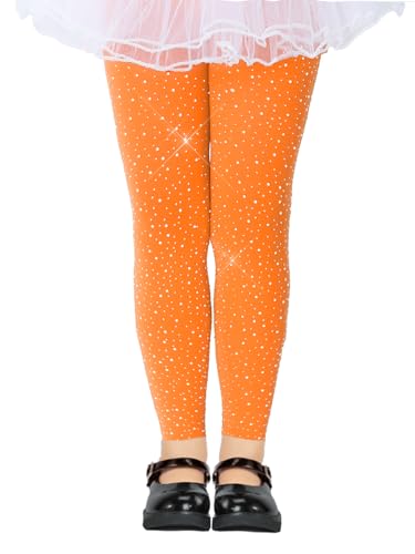 LUCKELF Girls Footless Tights with Sparkle Rhinestone Ballet Dance Tights for School Students Soft Stockings