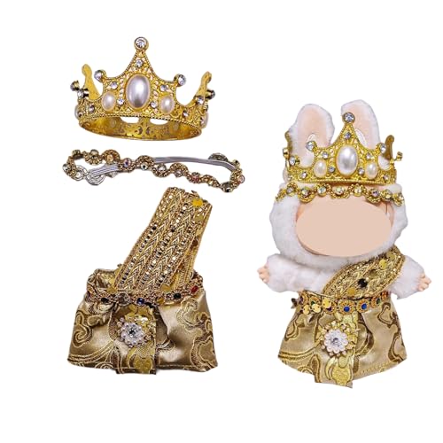 Image of Fit Labubu Doll Thai-Inspired Flirty Outfit Set (No Doll) Skirt, Headpiece & Crown for 17cm/6.69in Cultural Lifestyle Display