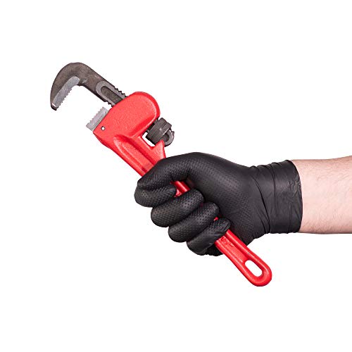 image for GLOVEWORKS HD Industrial Black Nitrile Gloves with Diamond Grip Case o