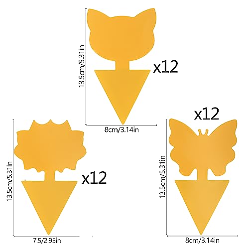 36 STK Gelbsticker Trauermücken, Fliegenfalle, Bekämpfen Zimmerpflanzen, Fliegenfänger Gelbtafeln, Gelbfalle Klebefalle Mückenfalle, für Topfpflanzen Gegen Blattläuse, Thripse, weiße Fliegen – Bild 3