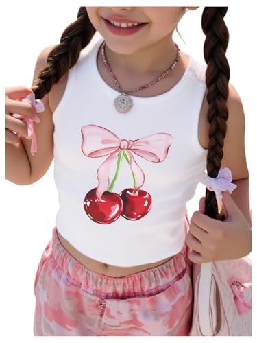 SHENHE Girl's Summer Graphic Tank Crew Neck Sleeveless Cute Crop Top Shirt Aesthetic Tank