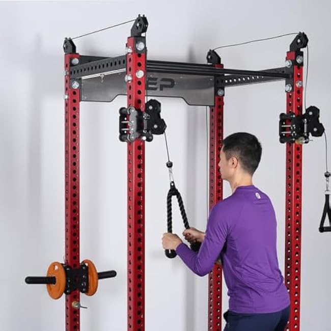 Double Length Tricep Rope for Cable Machines - 55 Inch Heavy Duty Pulldown Attachment, 4ft 7in Gym Strength Training Accessory & Home Workout Equipment