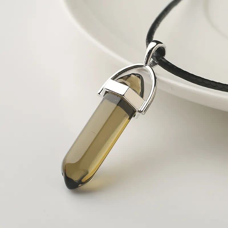 Cristal Natural en Bruto Cuarzo Natural Punto de Cristal Piedra Preciosa Amatista Ágata Colgante Yoga DIY Collar Recuerdo Joyería, Rojo, con Cuerda (Color : Borwn, Size : with String)