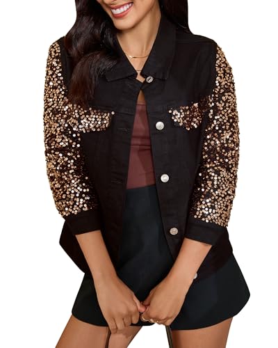 luvamia Womens Sequin Jacket Jean Jackets for Women Trendy Womens...