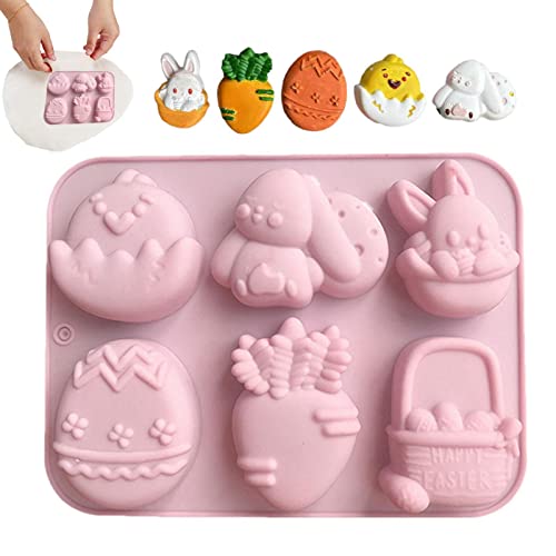 Molde de silicone para ovo e coelho, molde de silicone para coelho de 6 cavidades, faça você mesmo,